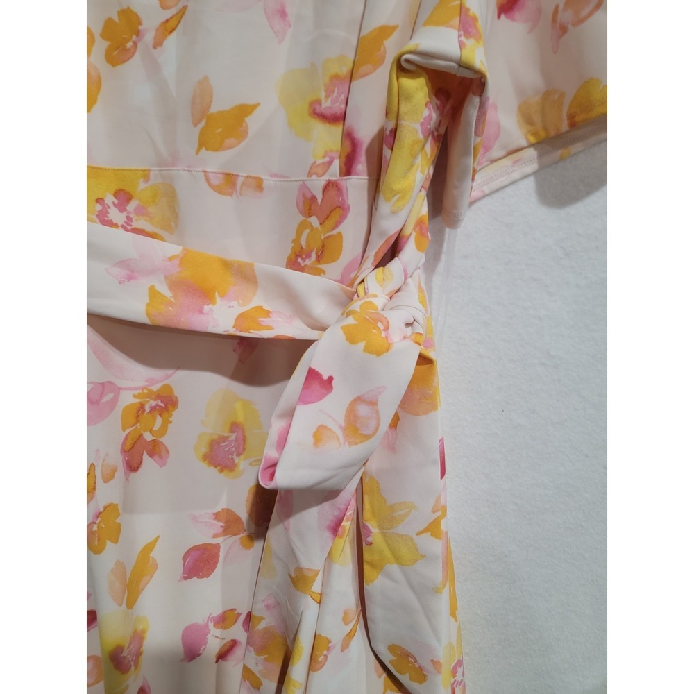 Lane Bryant Plus Sz 24‎ NWT V-Neck Lena Floral Fit & Flare Midi Dress Belted - Picture 9 of 14